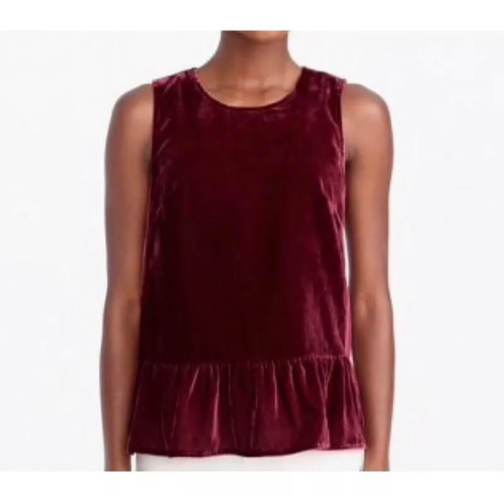 NEW JCREW Red Velvet Peplum Tank